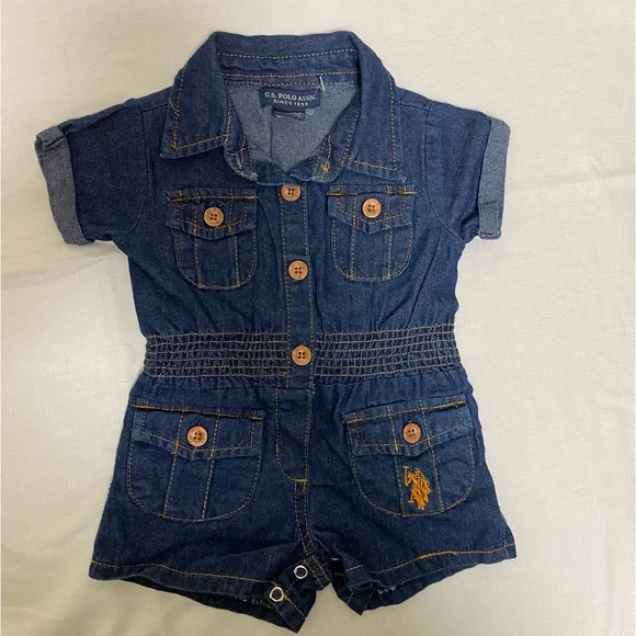 MWOT POLO Dark Blue Denim Outfit Size 3/6 Months - Picture 2 of 6
